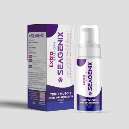 SeaGenix Extra Strength joint inflammation and muscle cramp and spasm relief box with bottle
